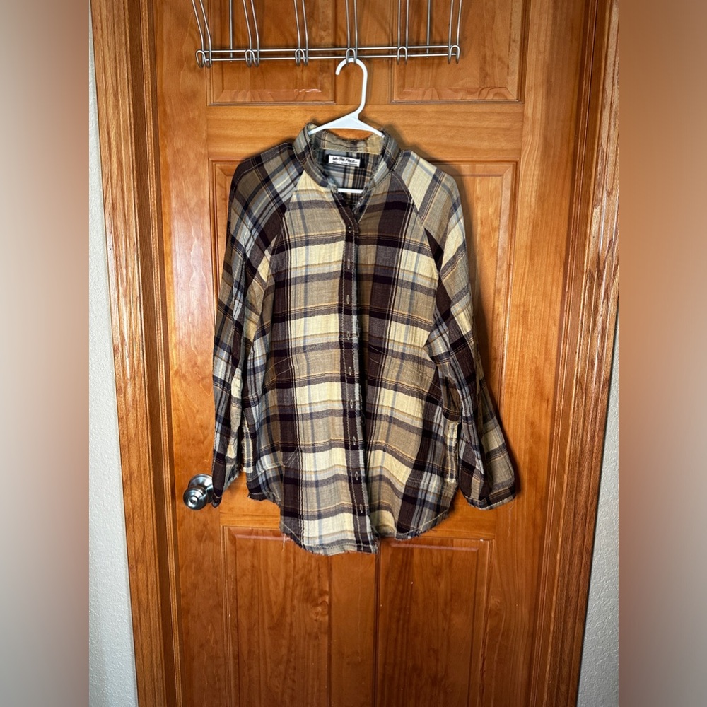 Free People Summer Daydream Spring Plaid Top in Buttercup - Picture 3 of 8
